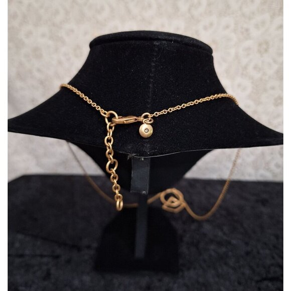 EUC J. Crew Gold Tone Pave' Crystal Circle & Square Pendant Necklace-Excellent C - Picture 3 of 5